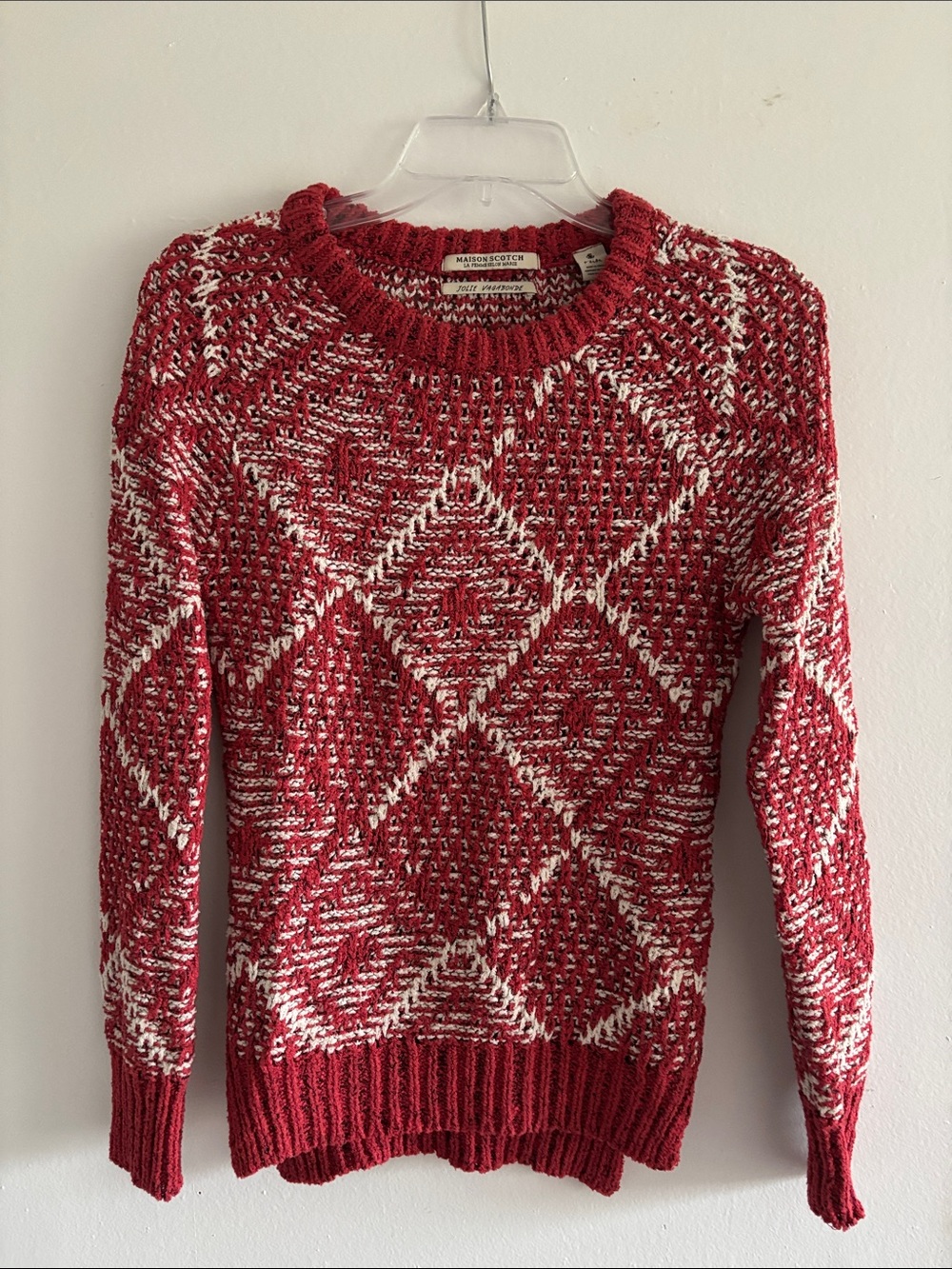 Maison Scotch red and cream sweater EUC